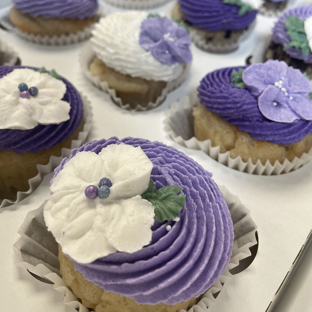 Purple Floral Cupcakes